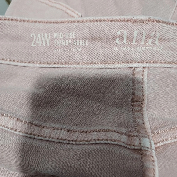 A.N.A Light Pink Mid-Rise Skinny Ankle Jean Pants in Size 24 W (Wide) - Picture 10 of 12